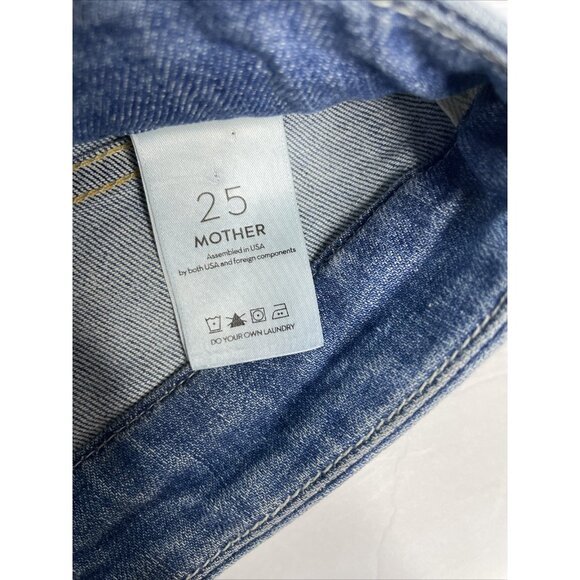 Mother Womens 25 HW Looker Ankle Fray Blue Denim Jeans Distressed - Picture 7 of 8